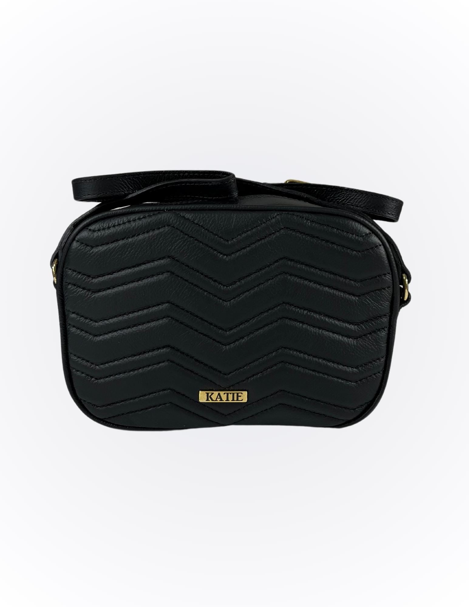 Black Clutch purse genuine Brazilian leather Bruna - Katie Leather