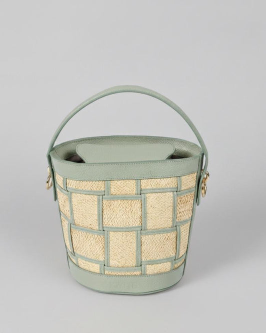 Genuine Leather & Straw Malibu Bag, Elegant Beach Handbag