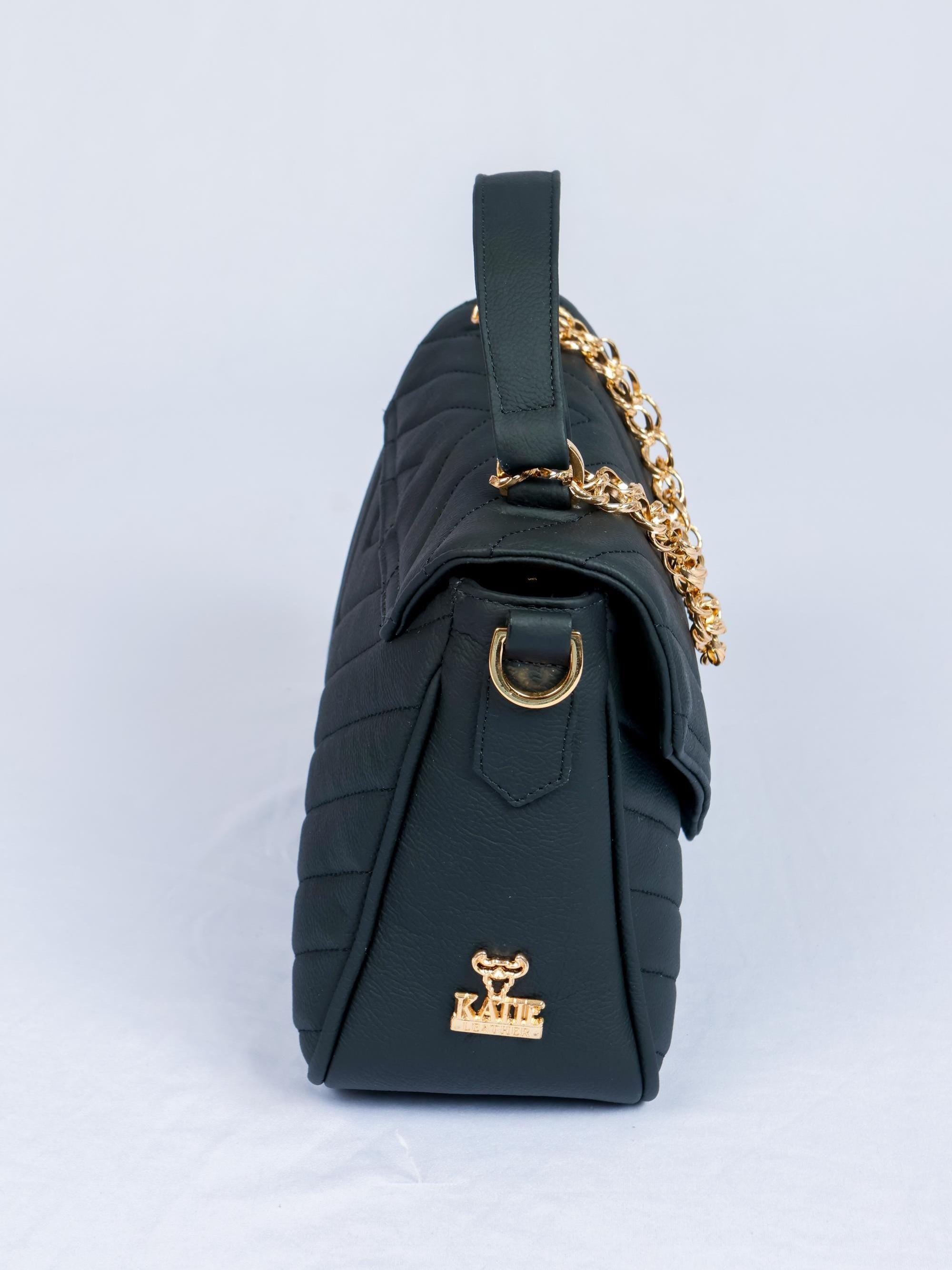 Luxury hand/tote bag Brazilian genuine leather Priscila black - Katie Leather
