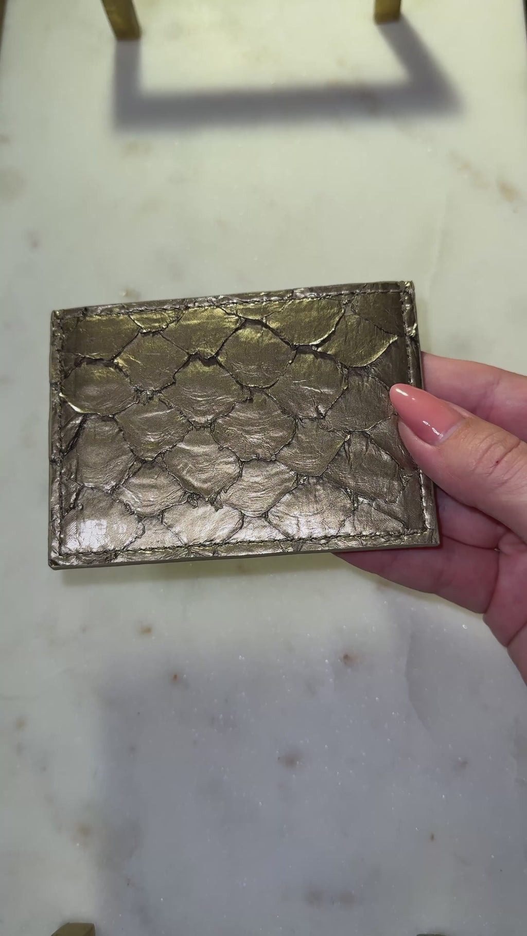 Pirarucu Leather Card Holder - Bronze