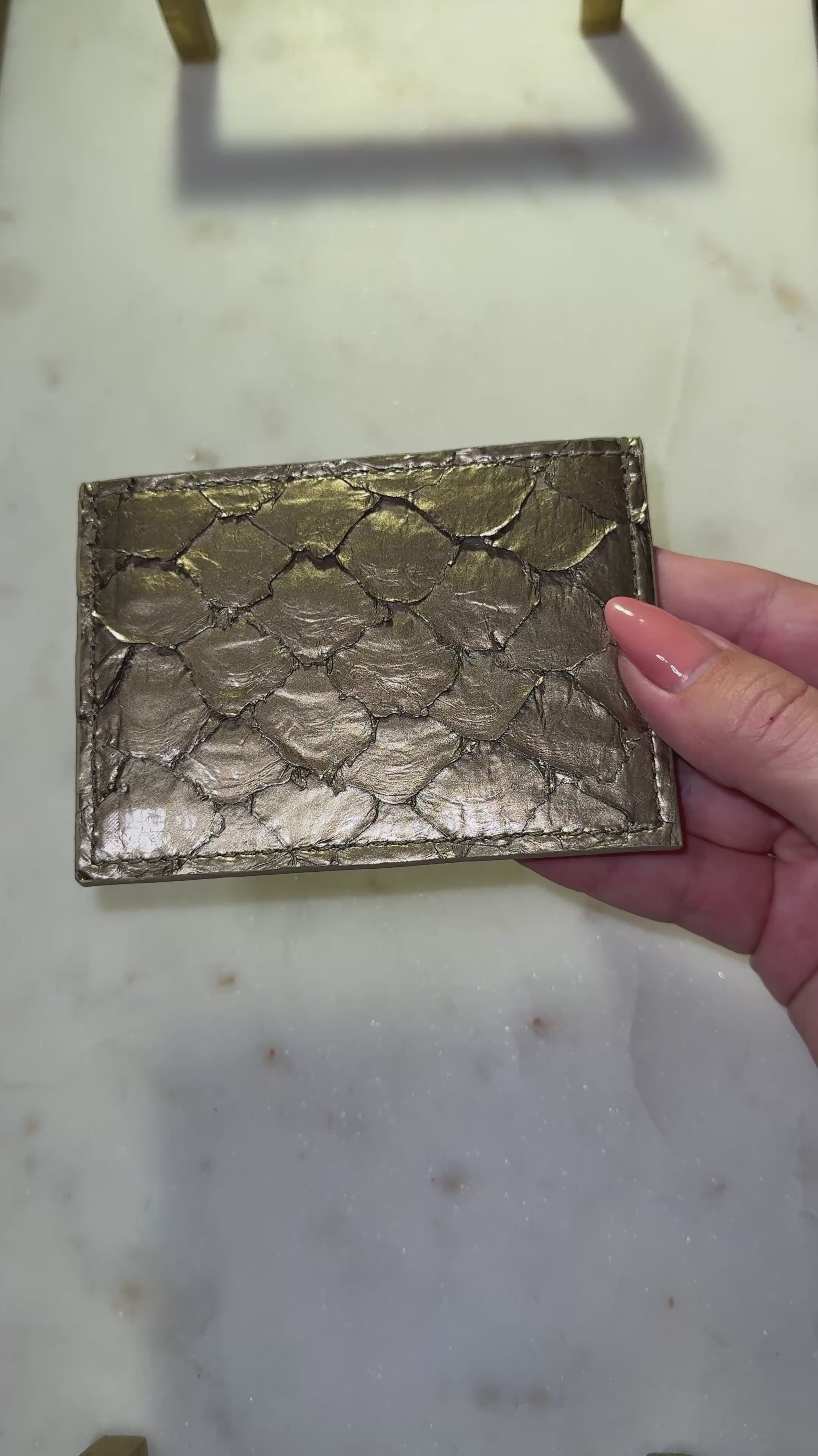 Pirarucu Leather Card Holder - Bronze
