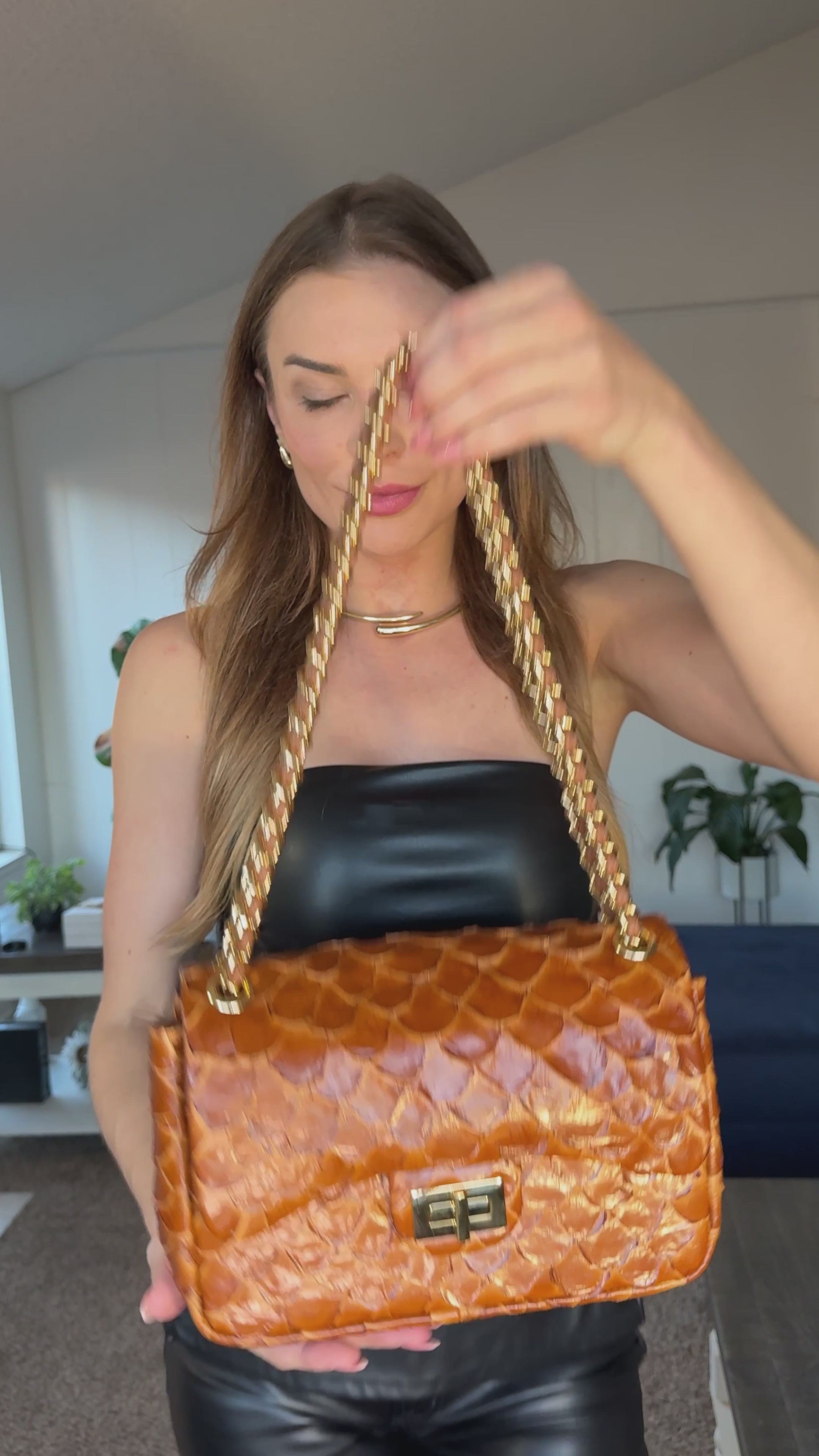 Celine – Whiskey Classic Pirarucu Leather Bag