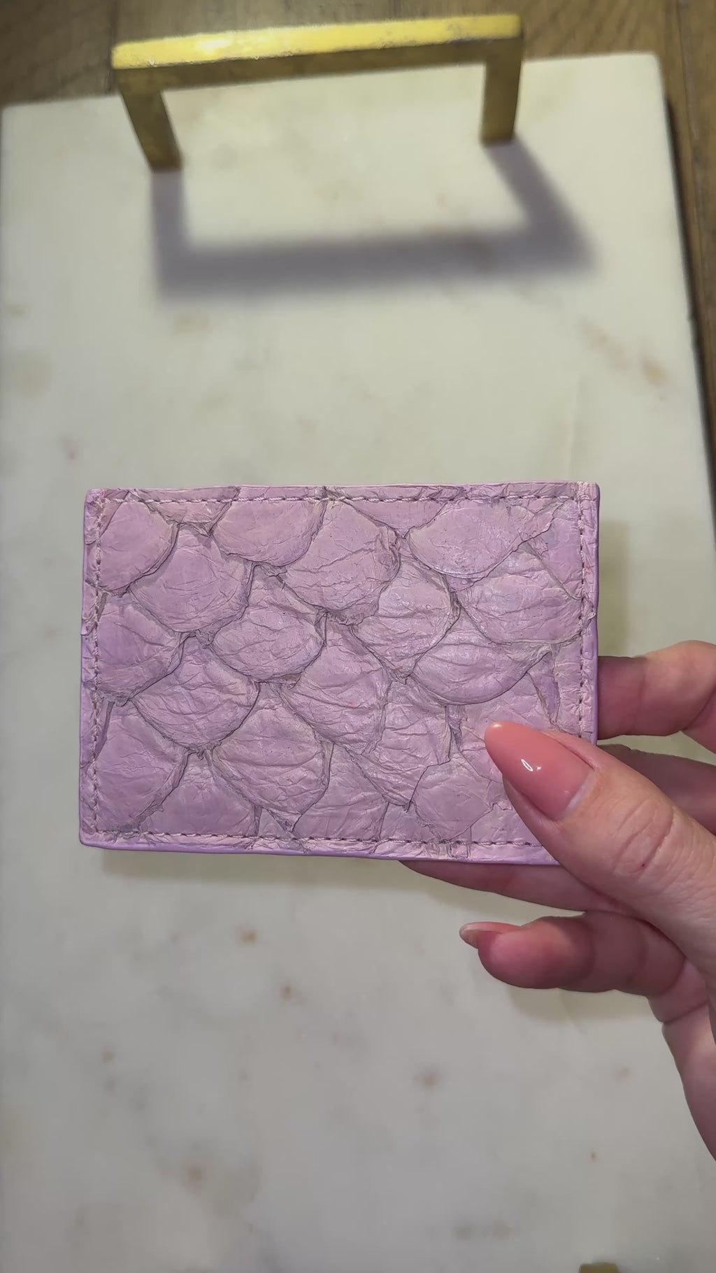 Pirarucu Leather Card Holder - Pink