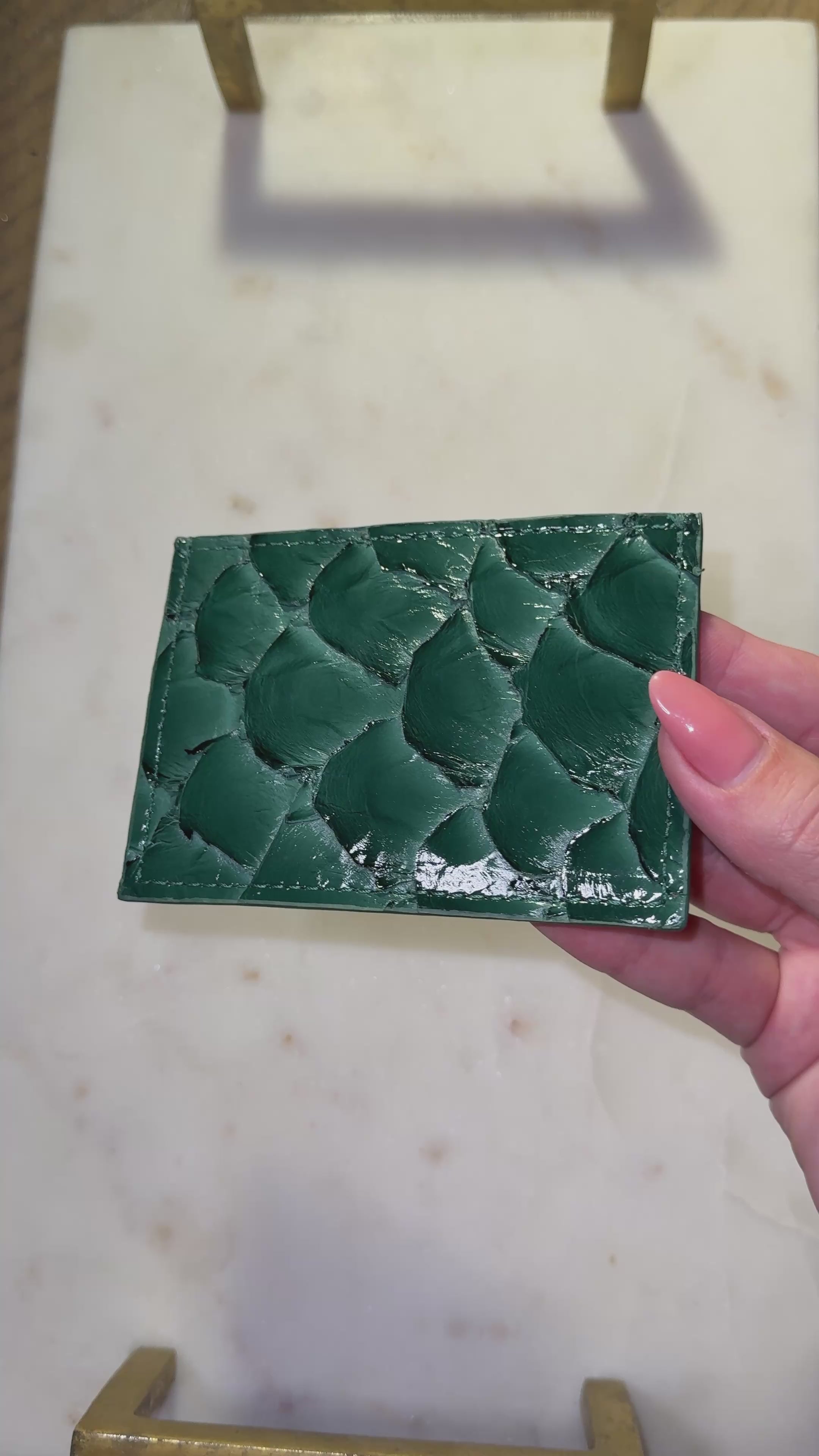 Pirarucu Leather Card Holder - Green