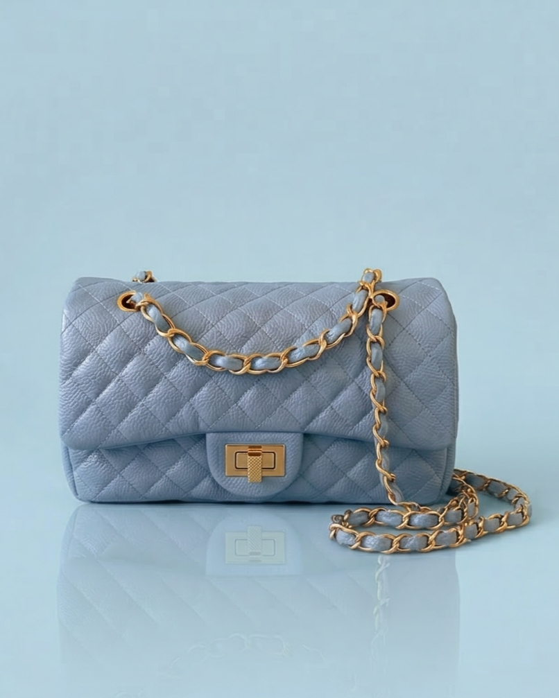 Black Brazilian Genuine Leather Bag – Elegant Quilted Crossbody with Timeless Parisian Style